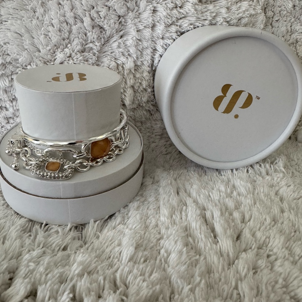 Bomb Party Stack “Enchanted Sparkle” Silver Bracelet set